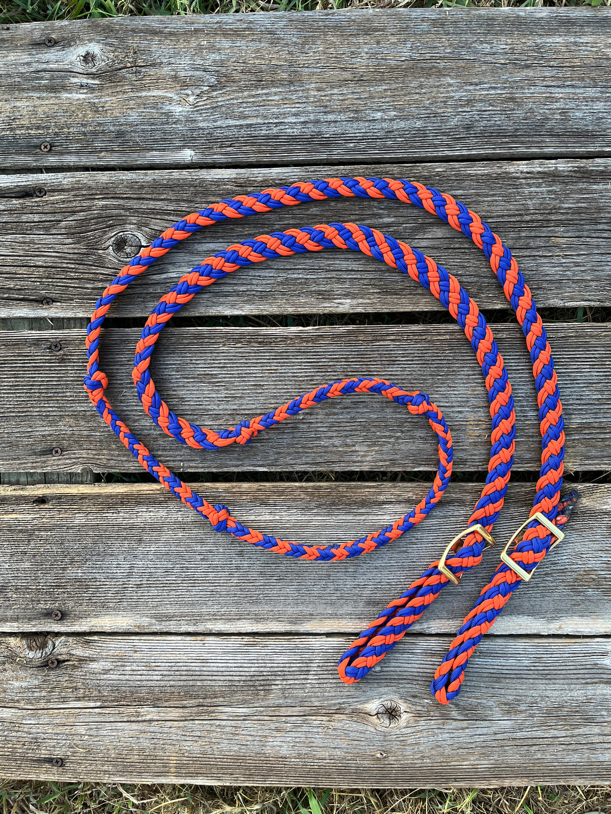 Orange & Blue Barrel Reins