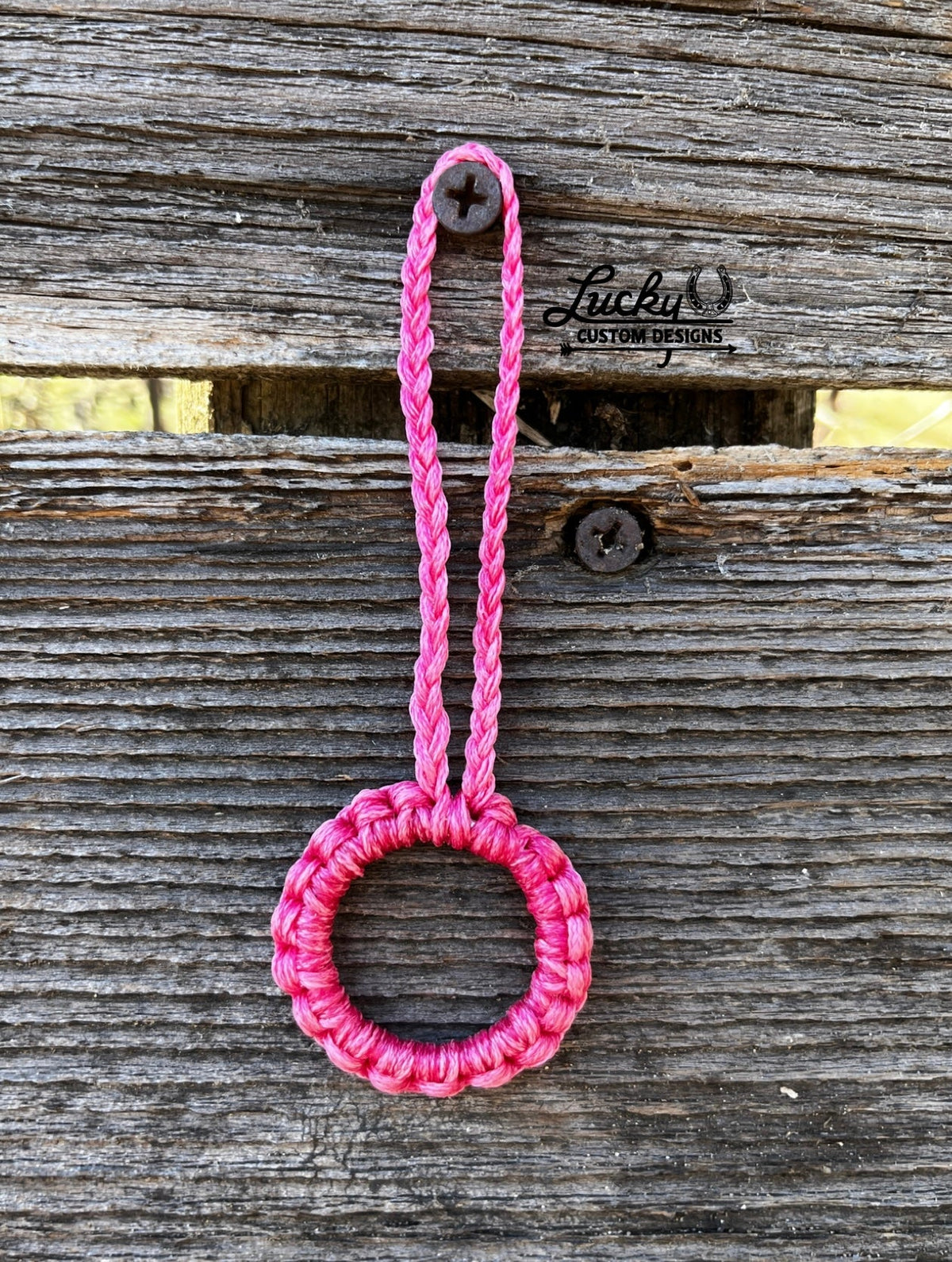 Sinew keychains made with various color combinations