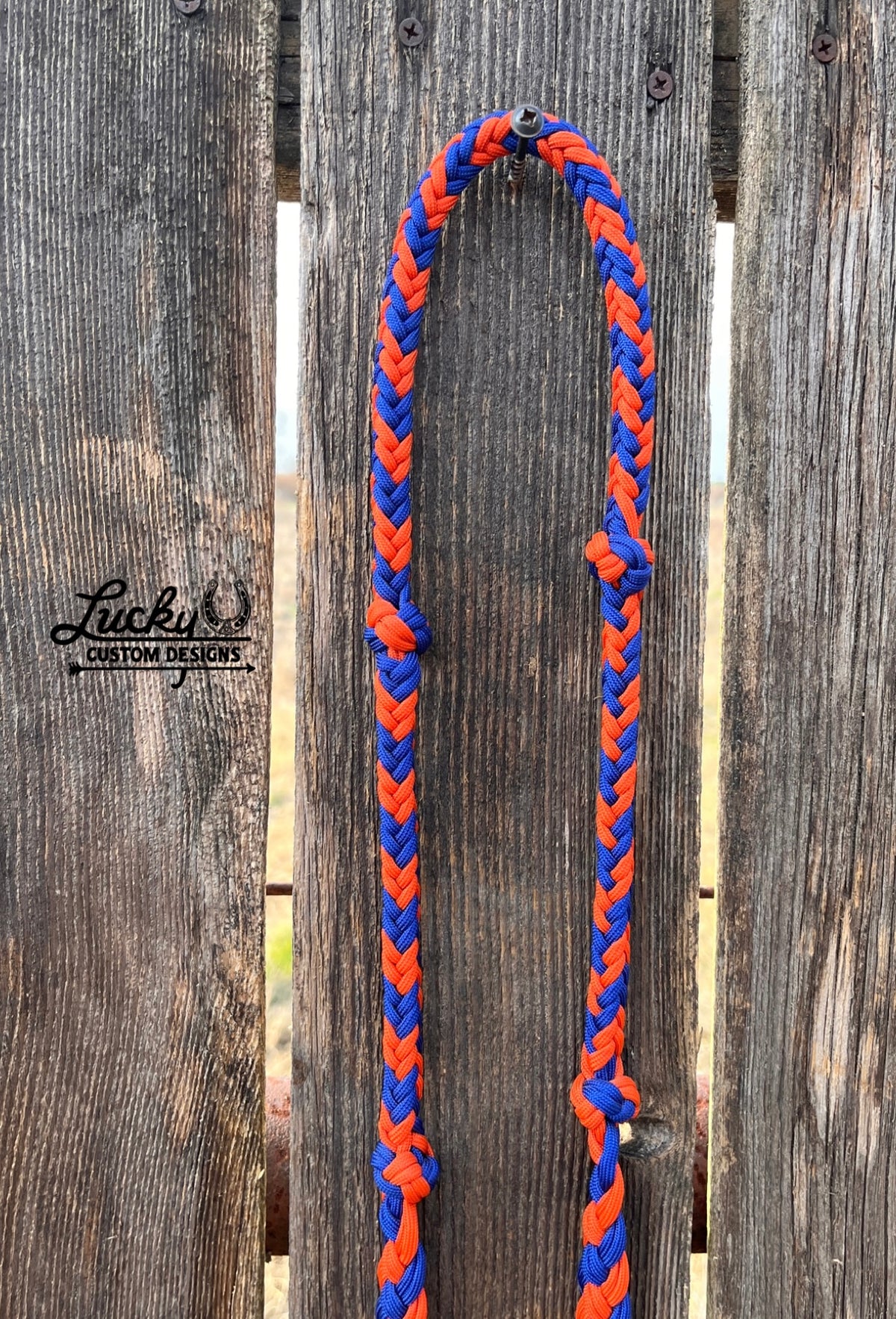 Orange & Blue Barrel Reins