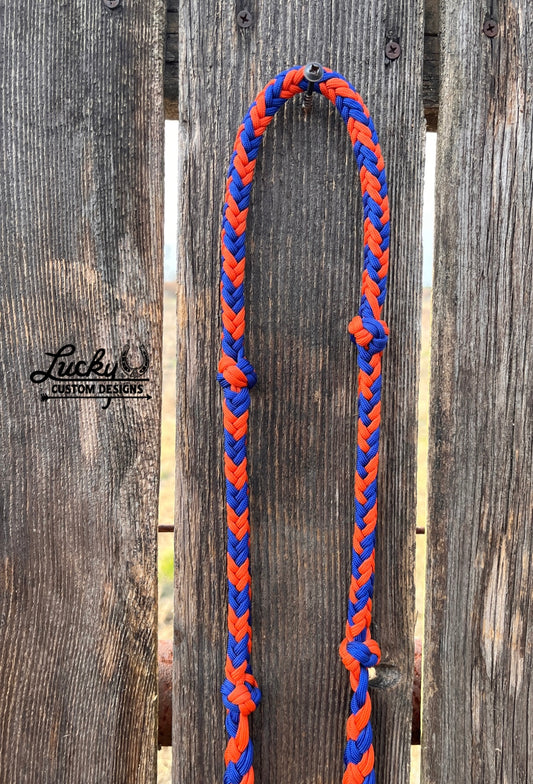 Orange & Blue Barrel Reins