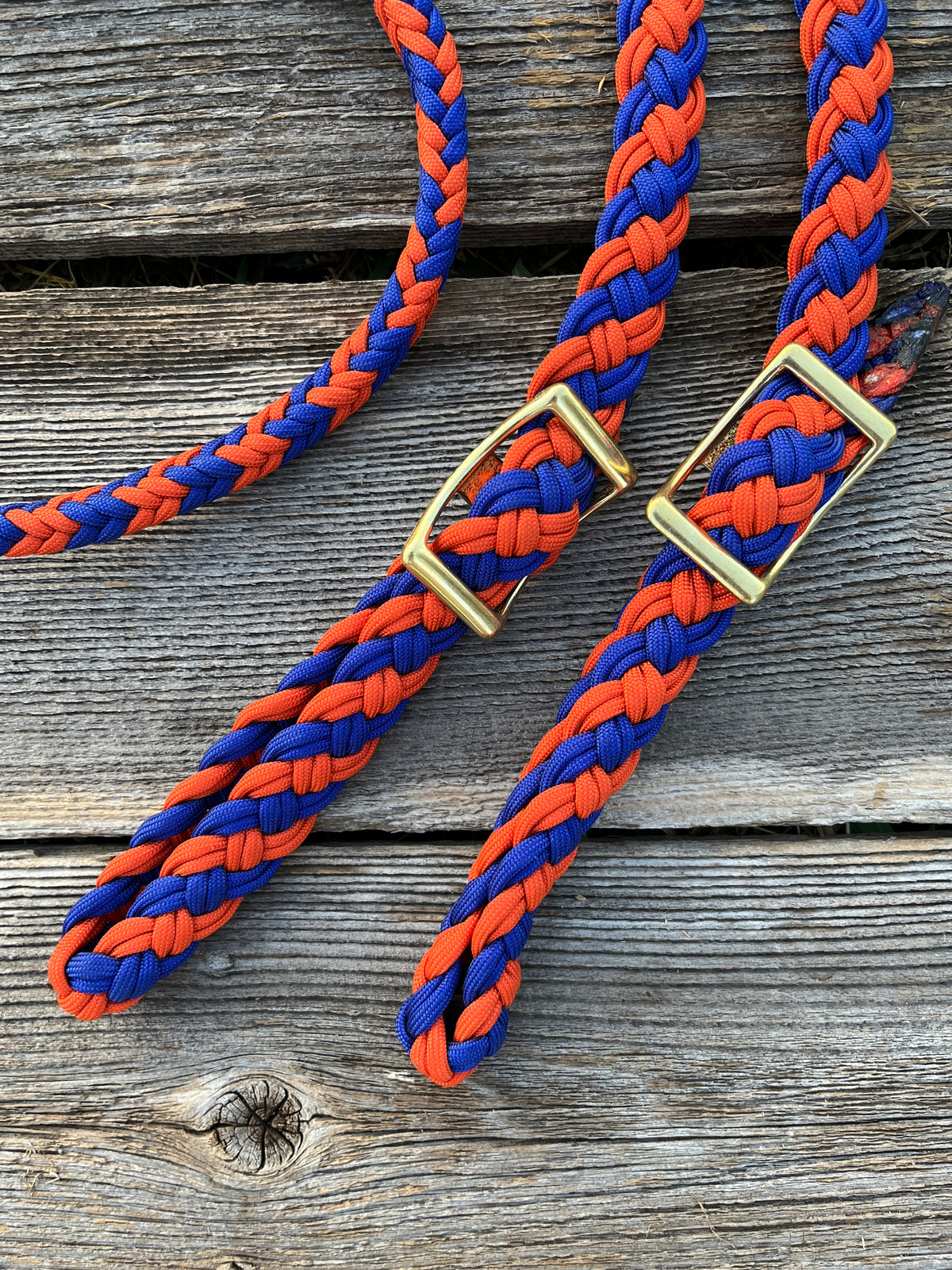 Orange & Blue Barrel Reins
