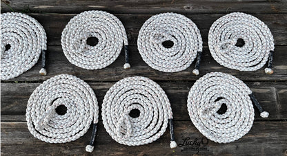 Various lengths of mule tape tie ropes

Built with 5/8" mule tape