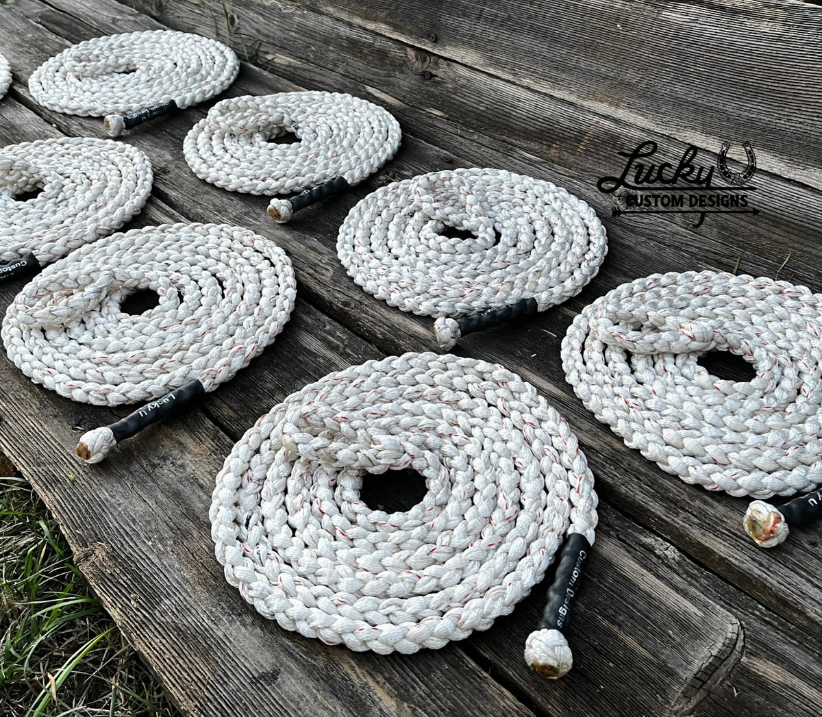 Various lengths of mule tape tie ropes

Built with 5/8" mule tape